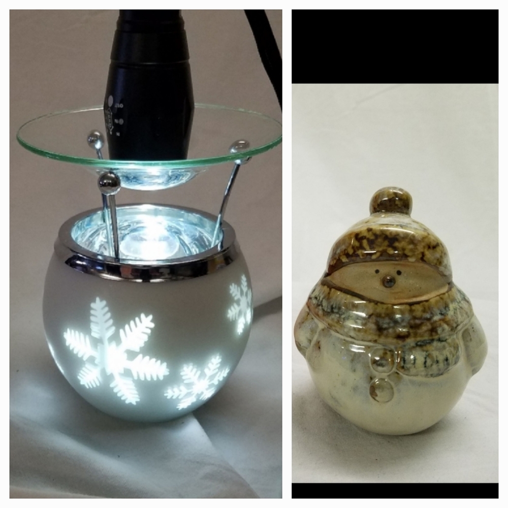 Dancing tea light candle holder oil warmer Christmas winter holiday snowman